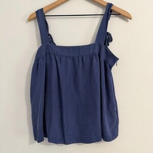 J. Crew Black Label - 100% Silk Polka Dot Bow Strap Top